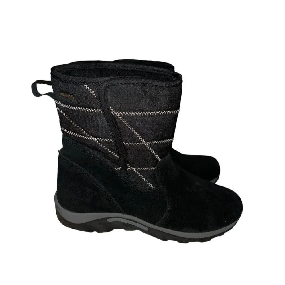 Merrell Black Jungle Moc Quilt Opti-Warm Winter Snow Boots Kids Size 5